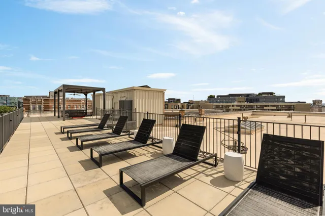a view of a terrace with seating space