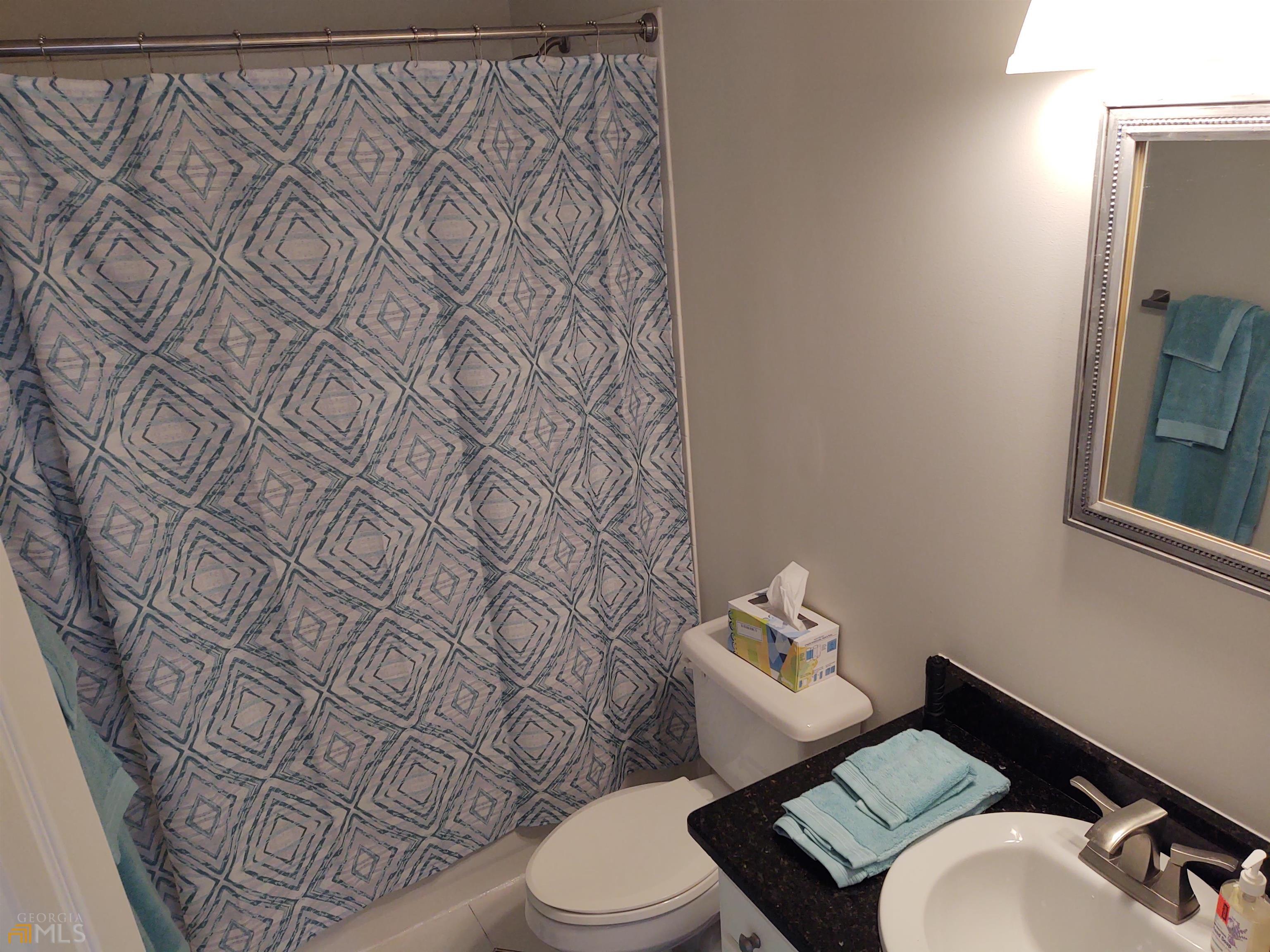 1467 Elders Mill Road, Unit ABOVE Senoia, GA 30276 - Photo 16 of 18 a white toilet sitting next to a shower curtain