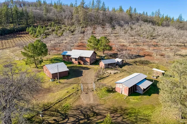 a view of a dry yard with mountains