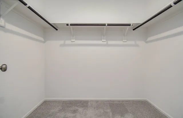 a view of an empty walk in closet