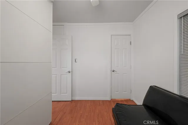 a view of small space with racks on the wall