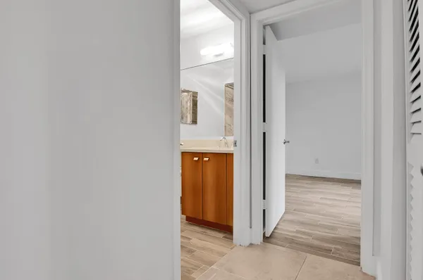 a view of a bathroom with a bathroom