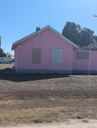 a building with a yard