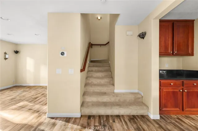 a view of a hallway with a white walls
