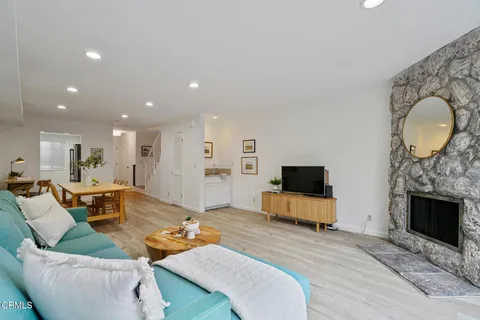 a living room with furniture and a couch