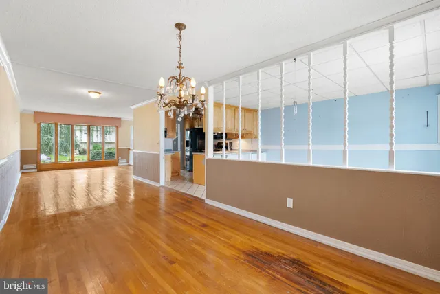 a view of a livingroom with a chandelier