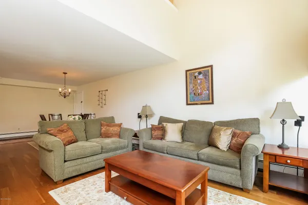 a living room with furniture and a couch