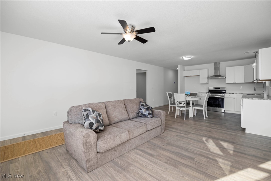 1999 East Oldgate Road Sandusky, OH 44870 - Photo 15 of 32 Living room featuring wood finished floors and ceiling fan
