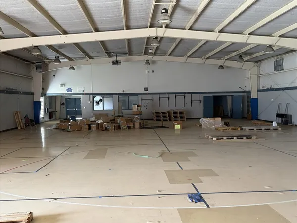 a view of a garage with furniture