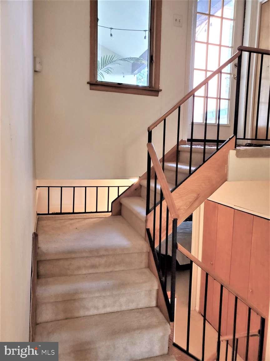 8 Rex Avenue, Unit 11 Philadelphia, PA 19118 - Photo 19 of 25 a view of staircase with lots of frames on wall and wooden floor
