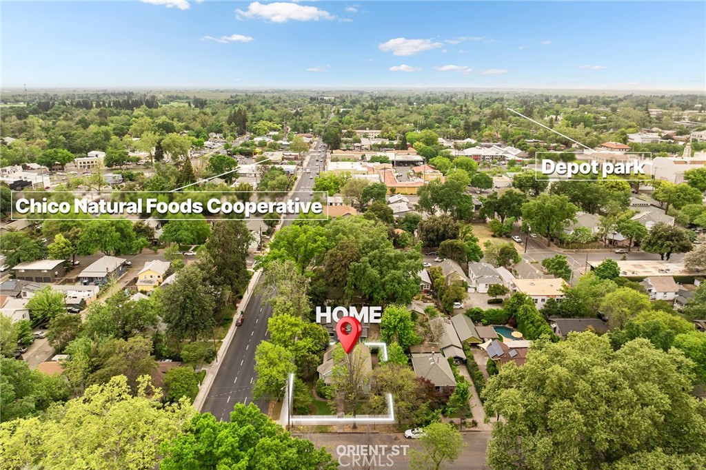 740 Orient Street Chico, CA 95928 - Photo 43 of 48 an aerial view of residential houses with outdoor space and trees