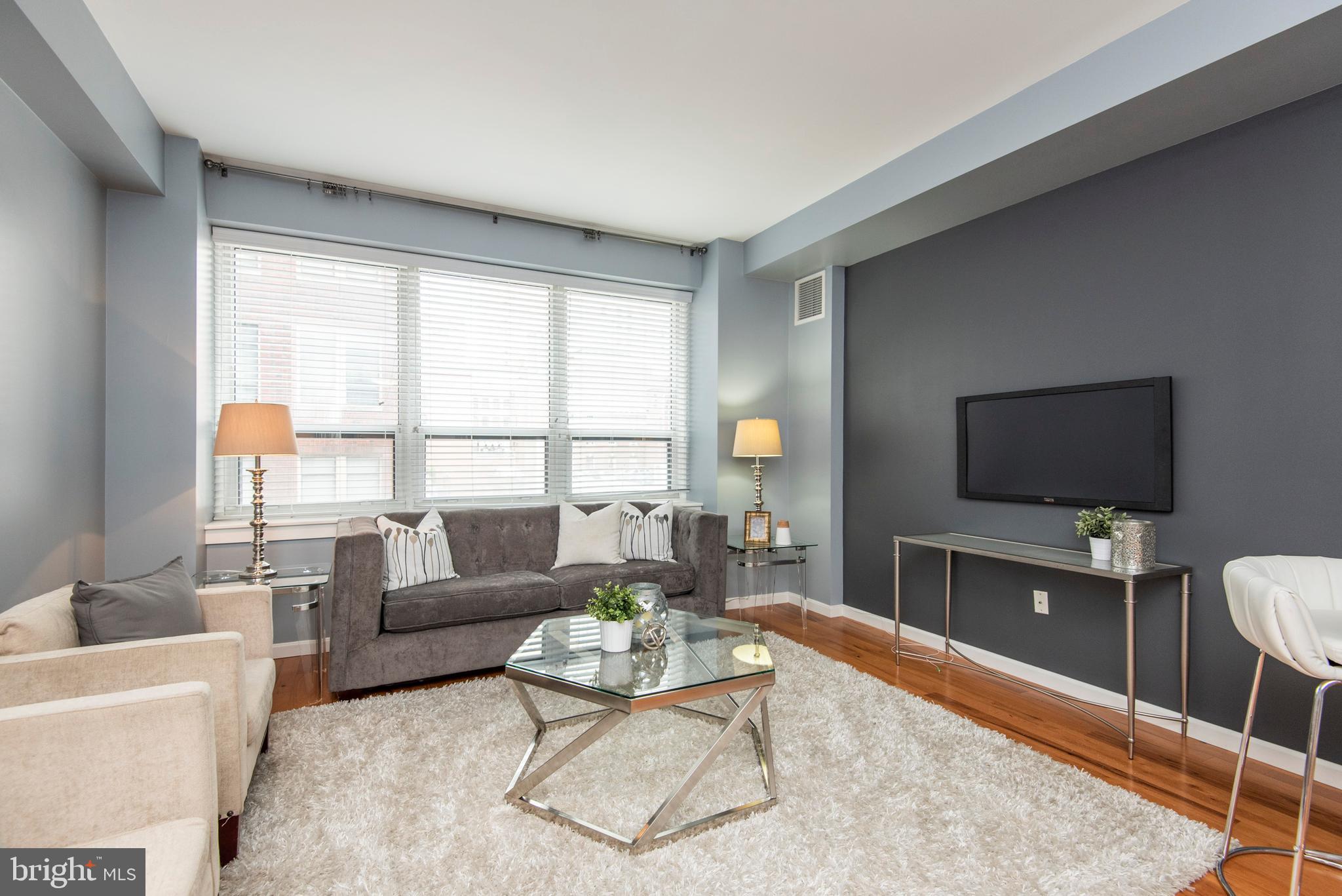 1425 Locust Street, Unit 4F Philadelphia, PA 19102 - Photo 3 of 34 a living room with furniture and a flat screen tv