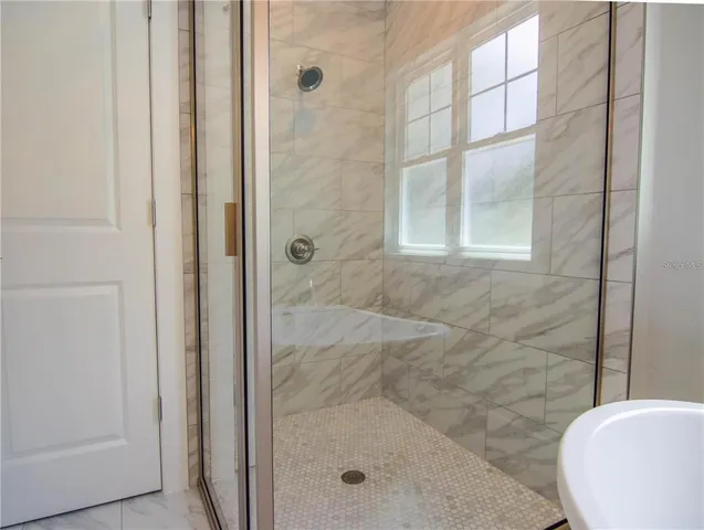 a bathroom with a shower