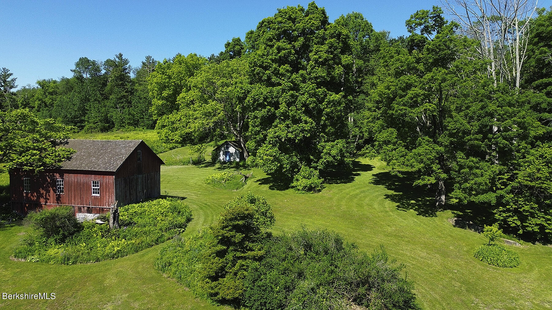 17 East Street Stockbridge, MA 01262 - Photo 37 of 43 Copy of AERIAL - barn and stone cottage