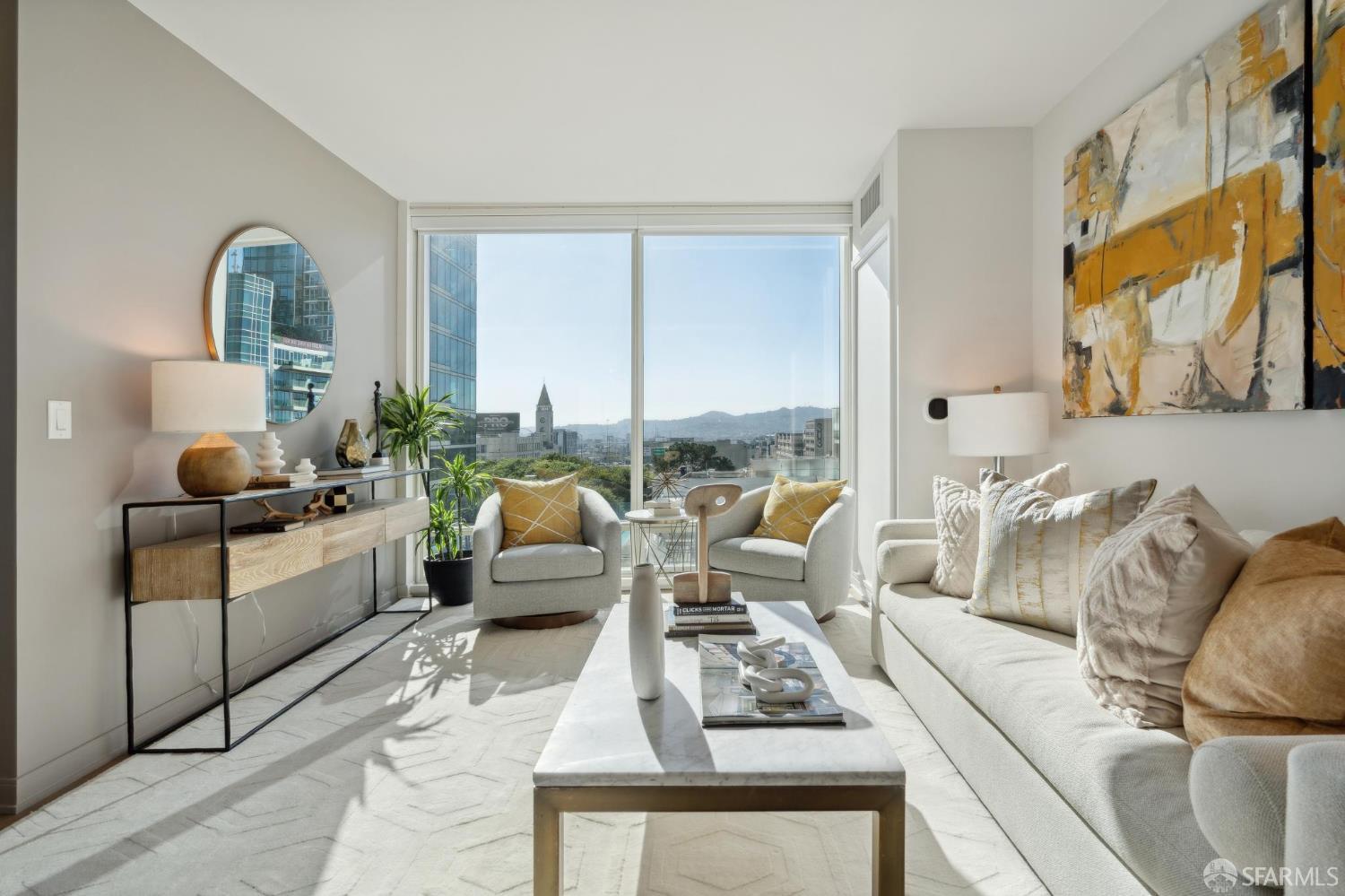 401 Harrison Street, Unit 9H San Francisco, CA 94105 - Photo 6 of 44 a living room with furniture large window and outer view