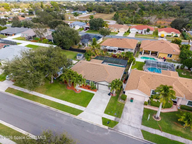 an aerial view of a house