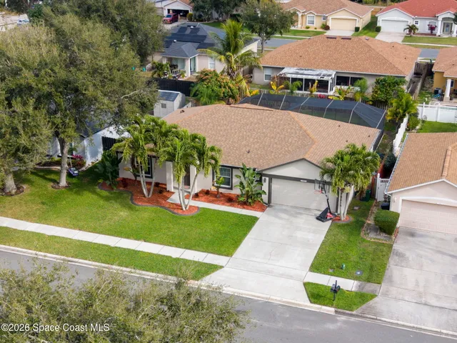 an aerial view of a house