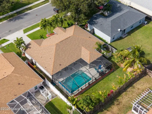 an aerial view of a house