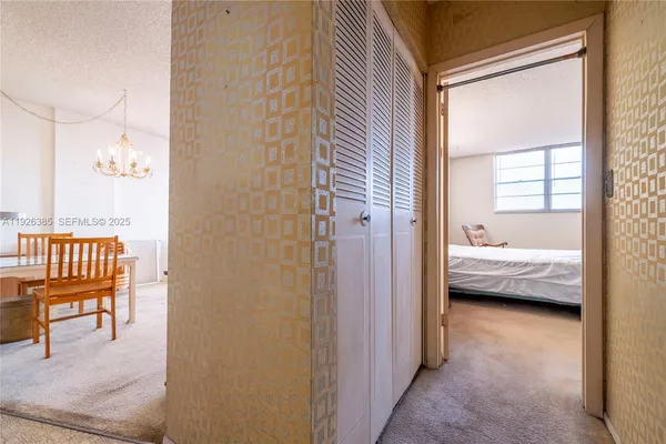 a view of a bedroom from a bedroom