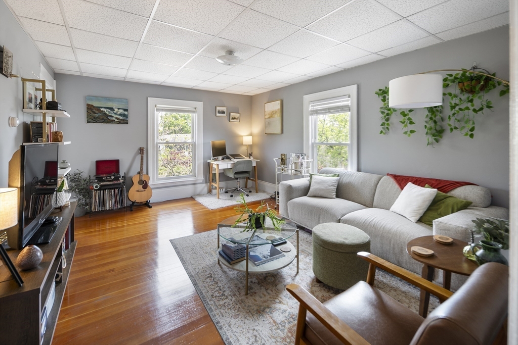 38 Spring Street Somerville, MA 02143 - Photo 19 of 37 a living room with furniture and a wooden floor