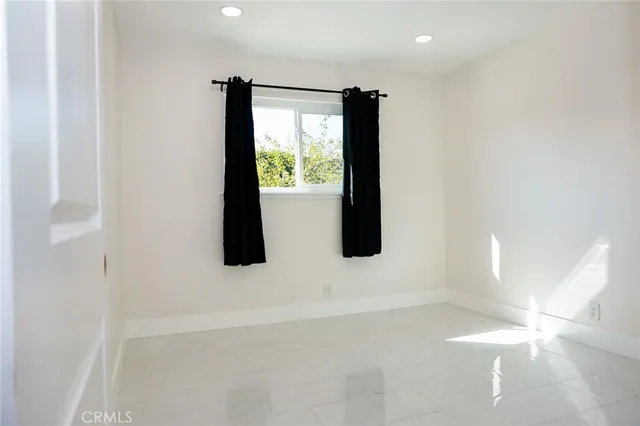 a view of a small space with a window