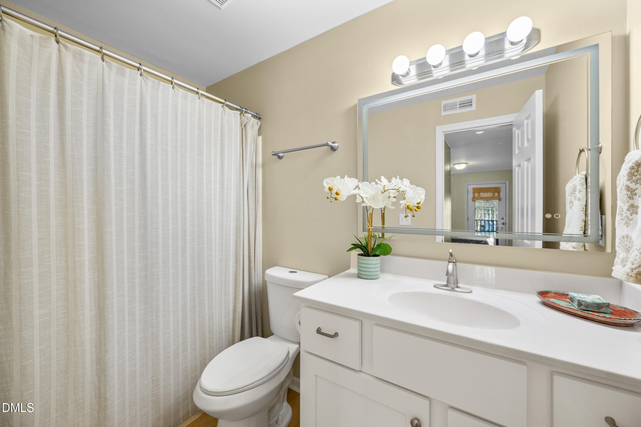 1312 Hillbrow Lane, Unit 203 Raleigh, NC 27615 - Photo 15 of 26 a bathroom with a sink a toilet and a mirror