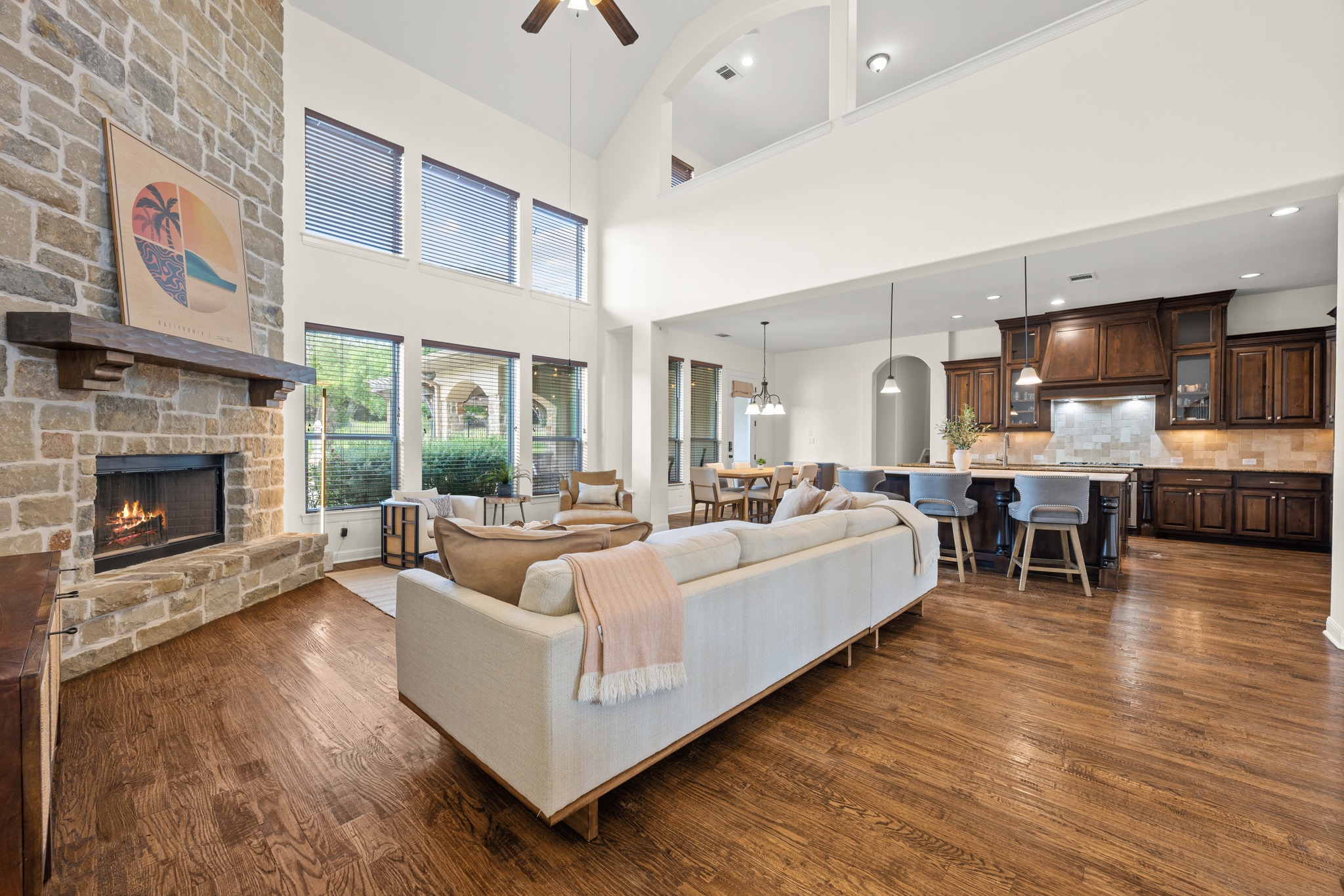 1301 Lions Lair Leander, TX 78641 - Photo 6 of 40 Spacious living room with soaring ceilings and natural light