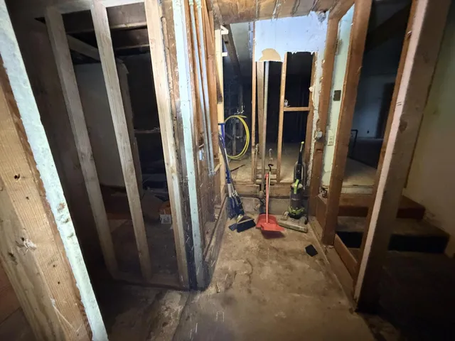 a view of a closet with storage