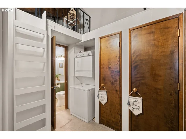 a view of balcony with wooden floor