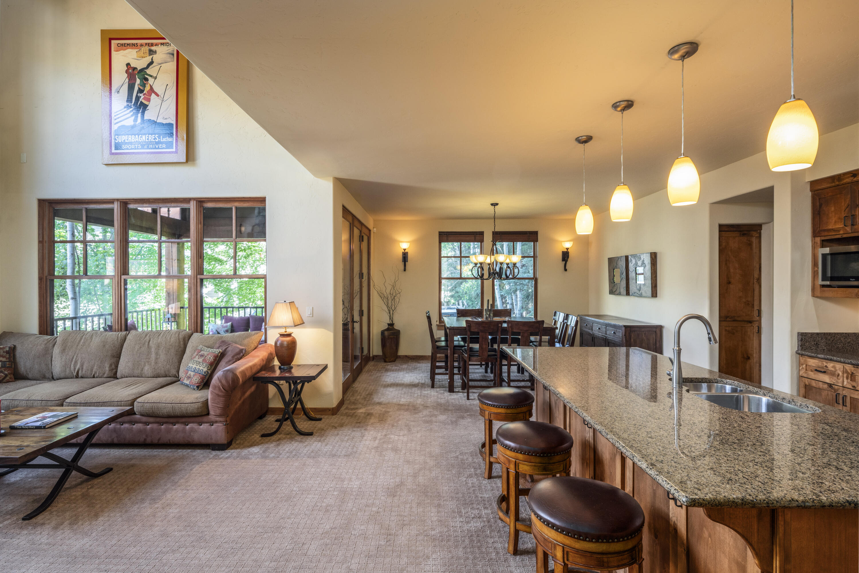 101 Emerald Street, Unit J Ketchum, ID 83340 - Photo 3 of 38 Living Room and Kitchen