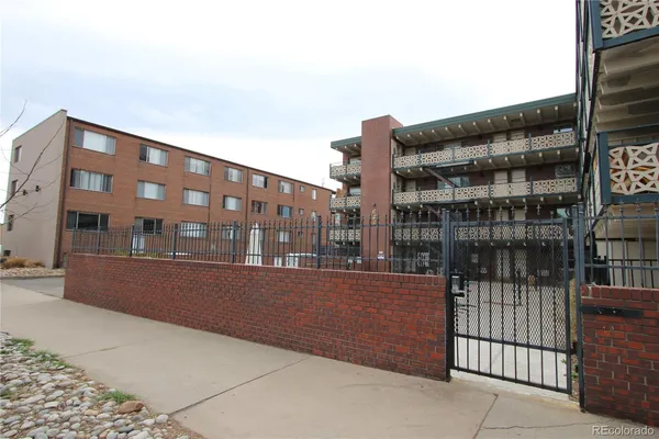 a view of a building from a balcony