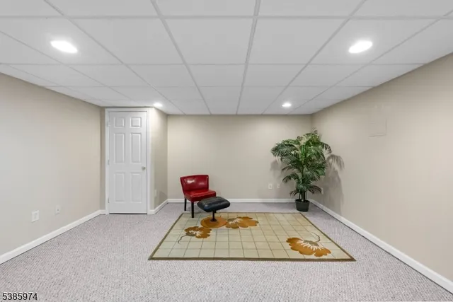 a room with pool table and a potted plant