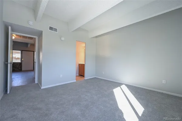 an empty room with closet