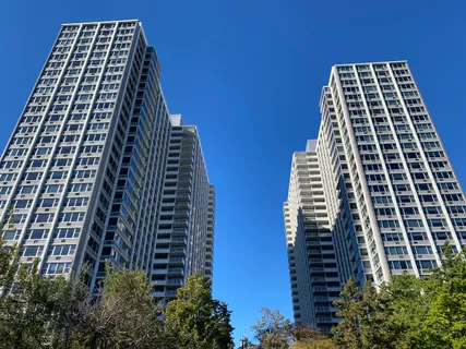 a front view of a building