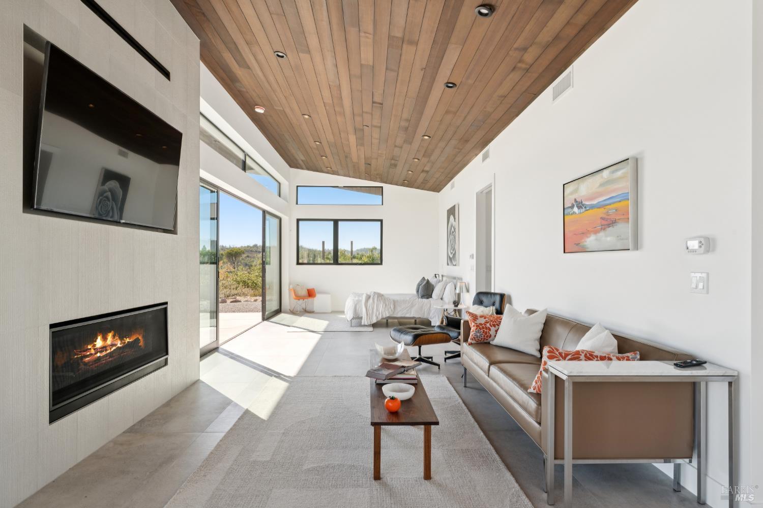 3400 Atlas Peak Road Napa, CA 94558 - Photo 15 of 34 a living room with furniture a fireplace and a flat screen tv
