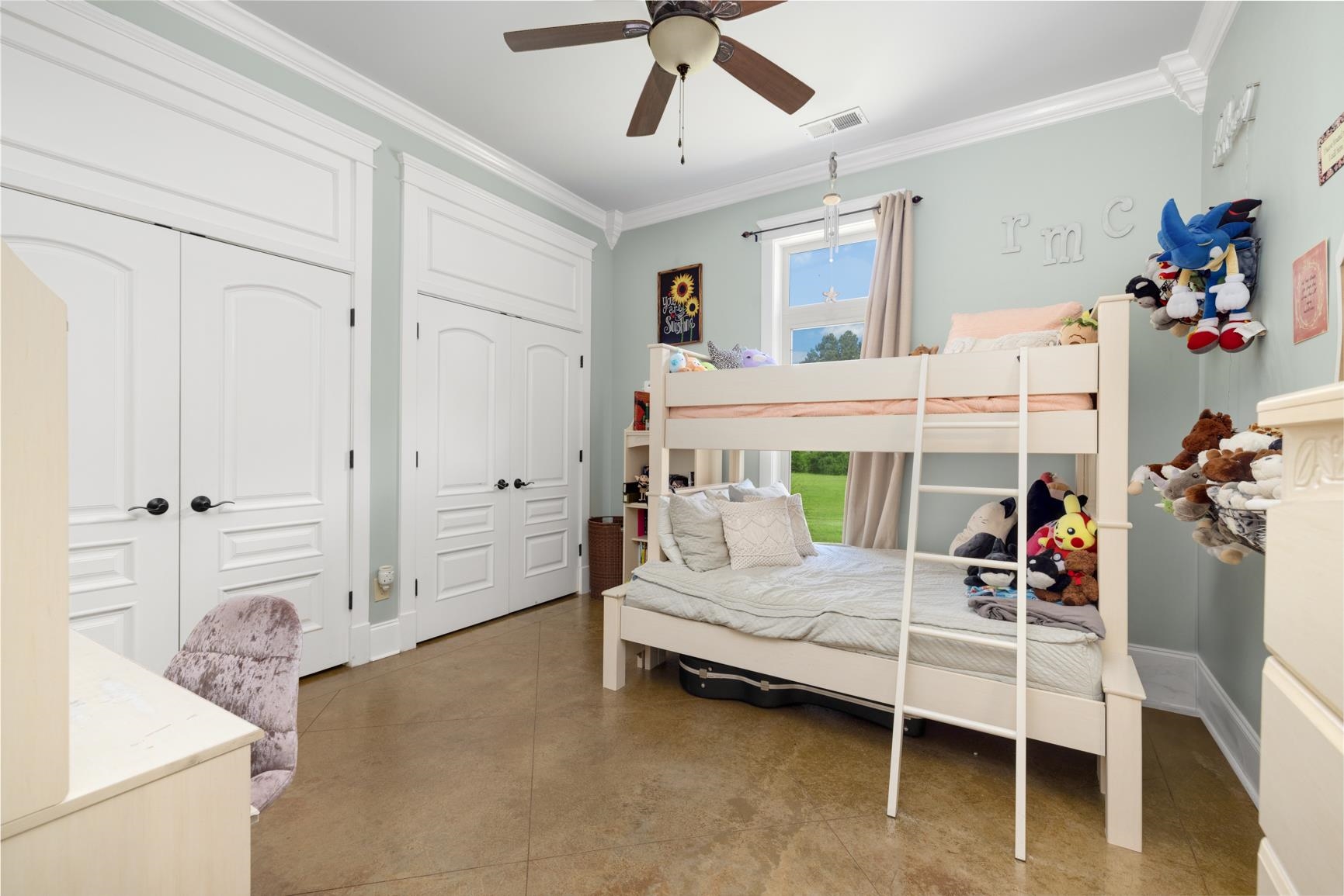 746 Kelly Corner Road Covington, TN 38019 - Photo 26 of 40 Bedroom featuring ceiling fan, light tile patterned floors, and ornamental molding