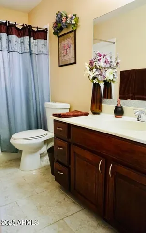 a bathroom with a sink a toilet and mirror