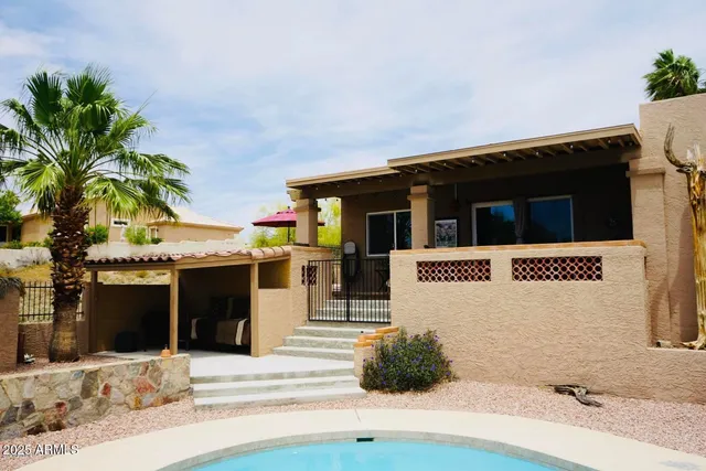 a view of a building with a street