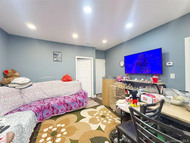 a bedroom with furniture and a bed