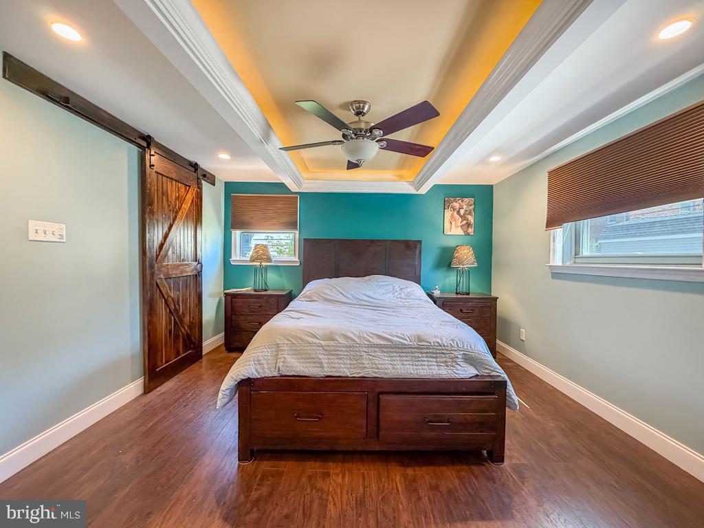 9015 Cloverly Road Philadelphia, PA 19136 - Photo 16 of 37 Primary Bedroom w/ Lighted Tray Ceiling & HW Floor