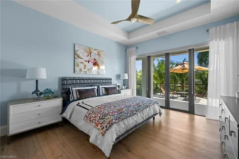 a bedroom with a large bed and a tv on table