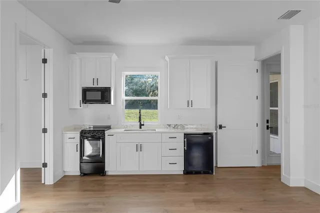 a view of a room with racks on the wall