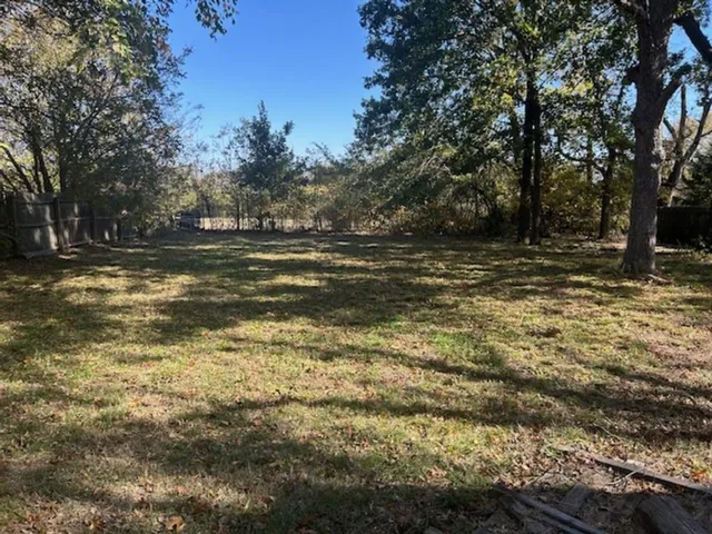 a view of a yard with trees