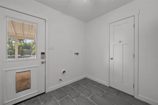 a view of a porch of a house