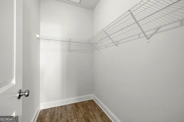 a view of a room with racks on the wall