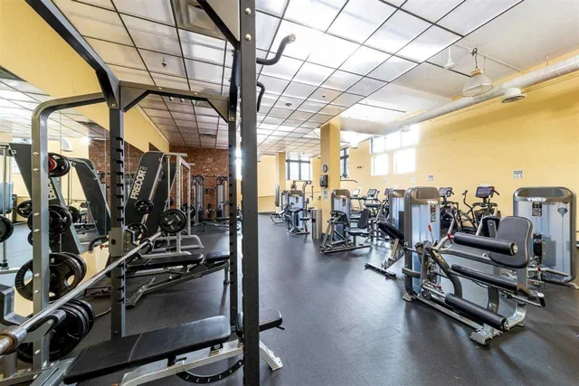 a view of a room with gym equipment