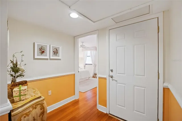 a view of a livingroom with wooden floor