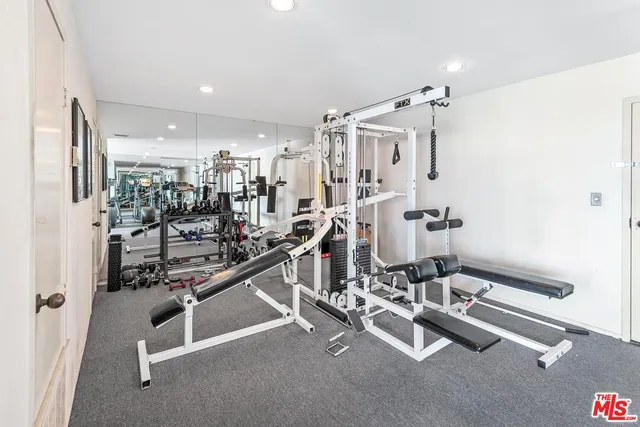 a view of a room with gym equipment