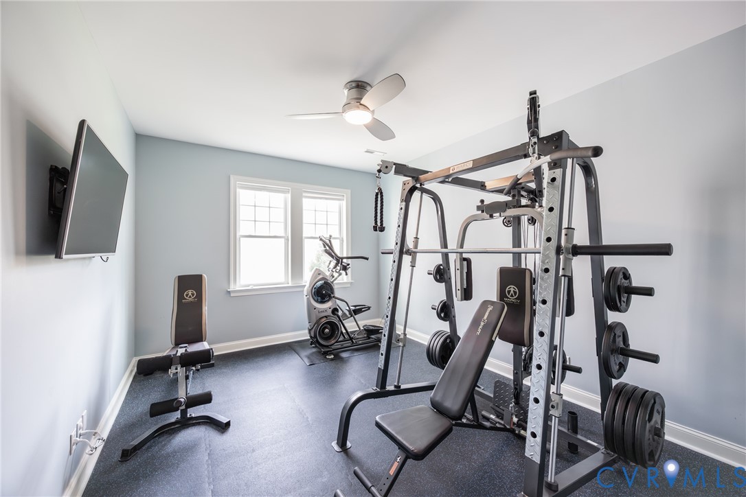 16136 Old Castle Road Midlothian, VA 23112 - Photo 65 of 76 Basement bedroom, currently set up as a gym with p