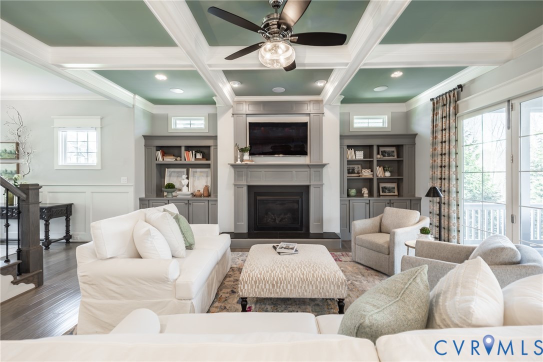 16136 Old Castle Road Midlothian, VA 23112 - Photo 7 of 76 Coffered ceiling, overhead fan, built-in bookcases